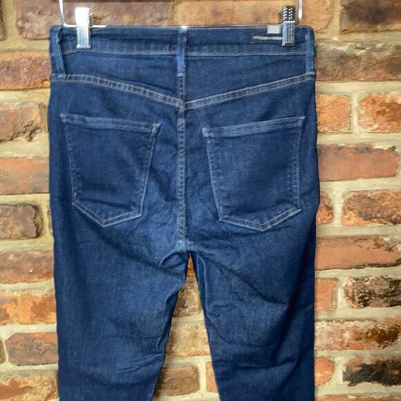 Citizens of Humanity Rock Dark Wash Blue Cut-Off Raw Hem Skinny Jeans Size 26 - Picture 6 of 8